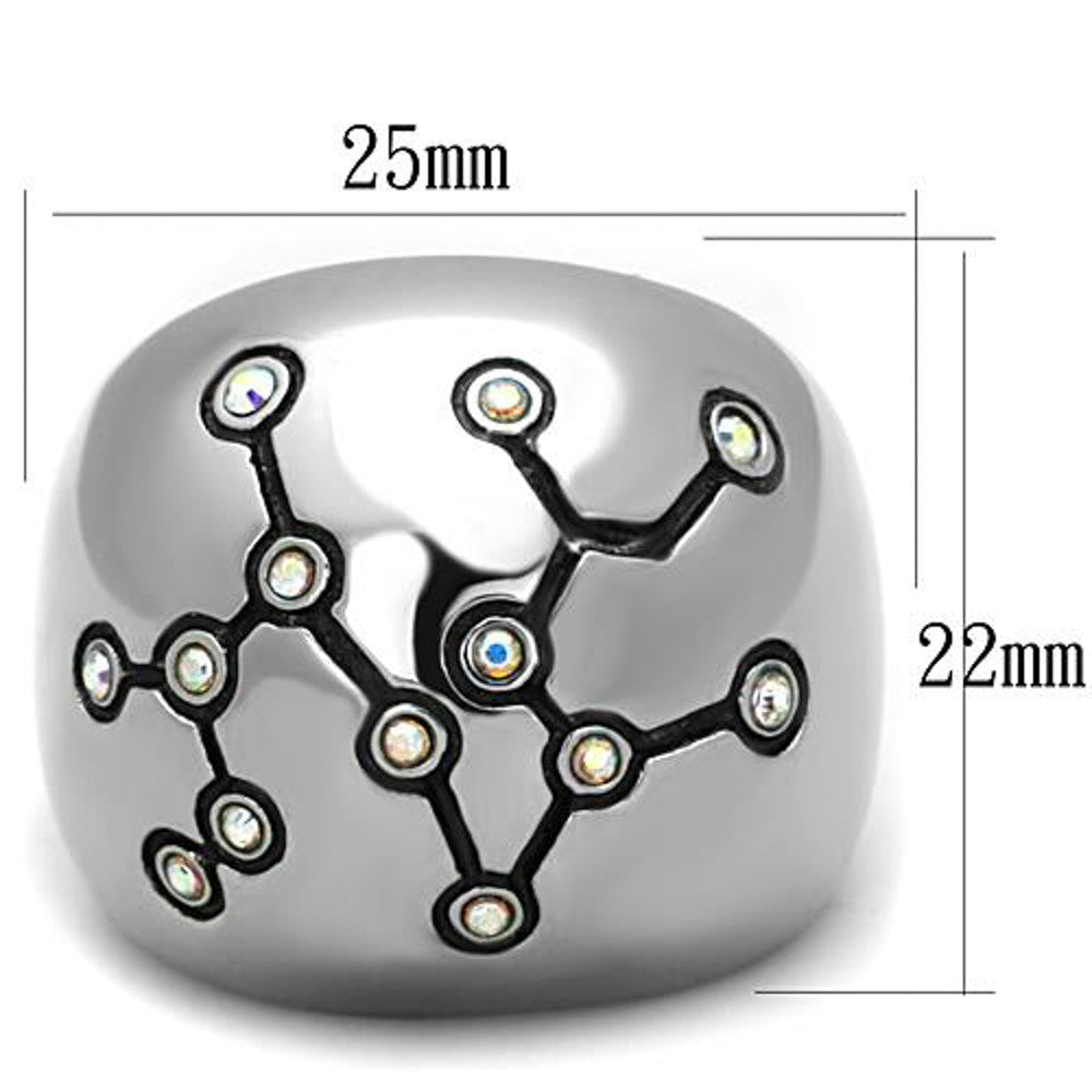 ARTK1685 Stainless Steel Top Grade Multi-Color Crystal Dome Fashion Ring Women's Sz 5-10