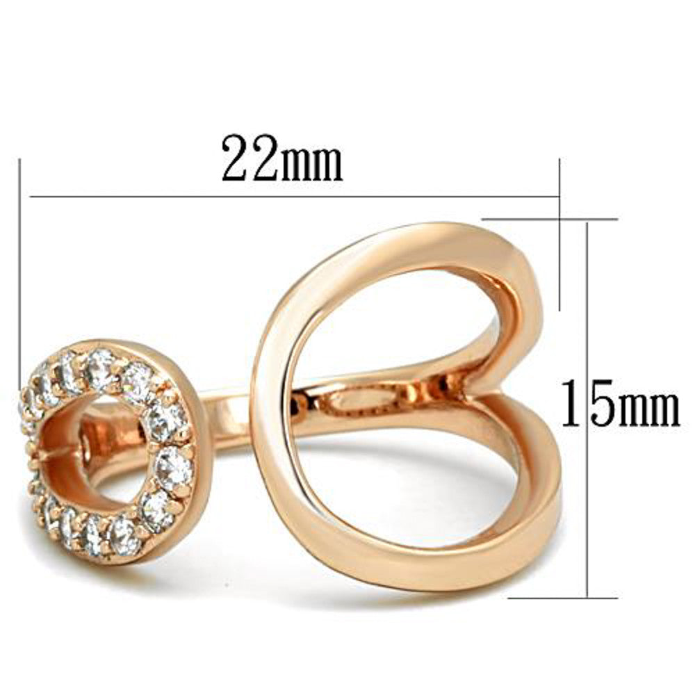 ARTK1694 Rose Gold Plated Stainless Steel .48 Ct CZ Fashion Ring Women's Size 5-10