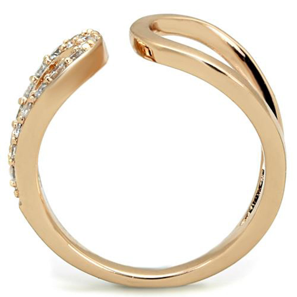 ARTK1694 Rose Gold Plated Stainless Steel .48 Ct CZ Fashion Ring Women's Size 5-10