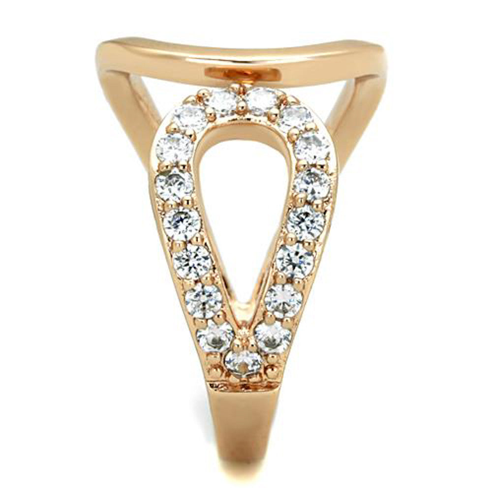 ARTK1694 Rose Gold Plated Stainless Steel .48 Ct CZ Fashion Ring Women's Size 5-10