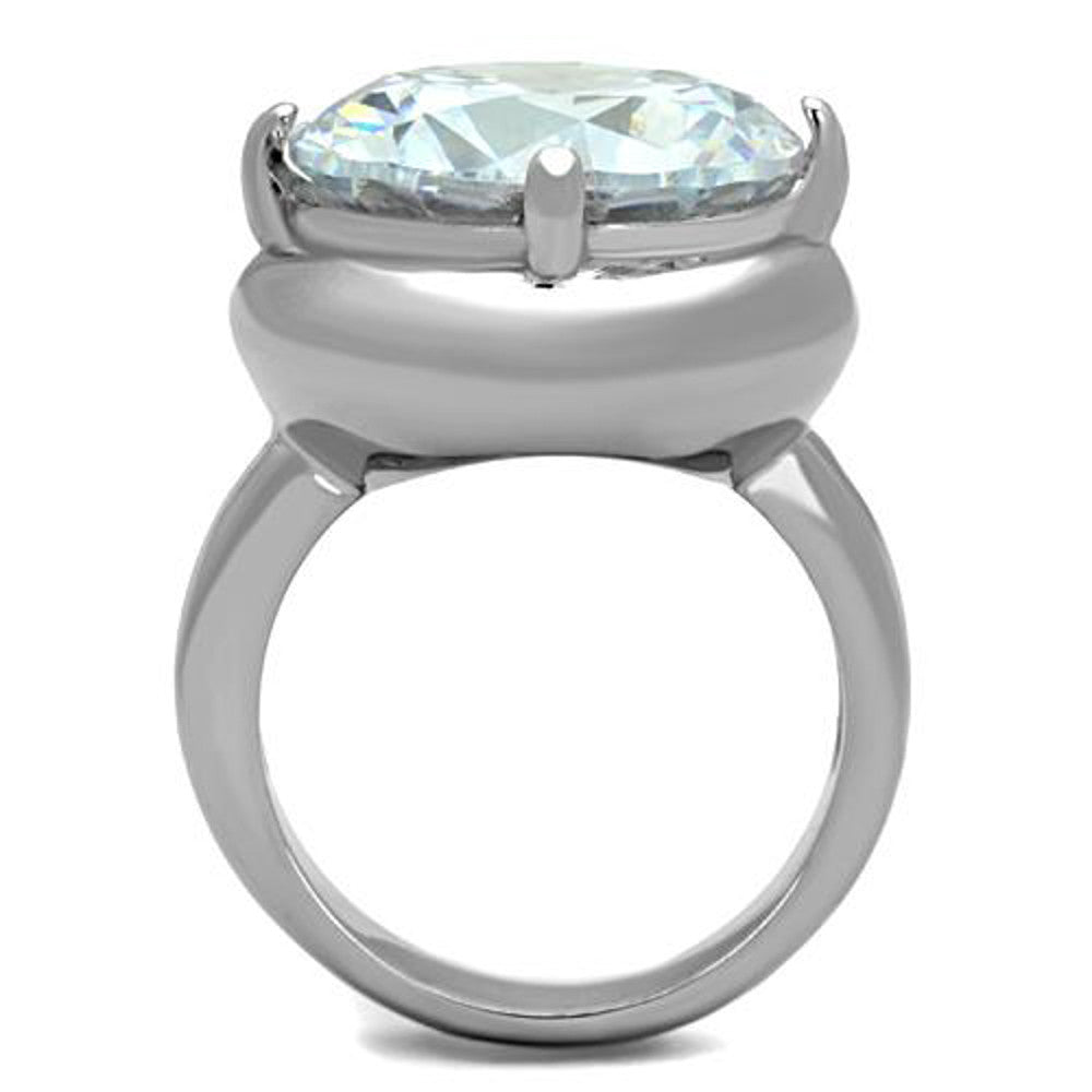 ARTK1749 Womens 16.06 Ct Solitaire Cubic Zirconia Stainless Steel Engagement Ring Sz 5-10