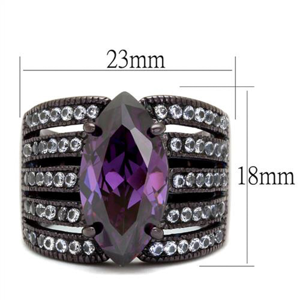 ARTK1752DC Brown Plated Stainless Steel Women's 5.82Ct Marquise Amethyst CZ Engagement Ring