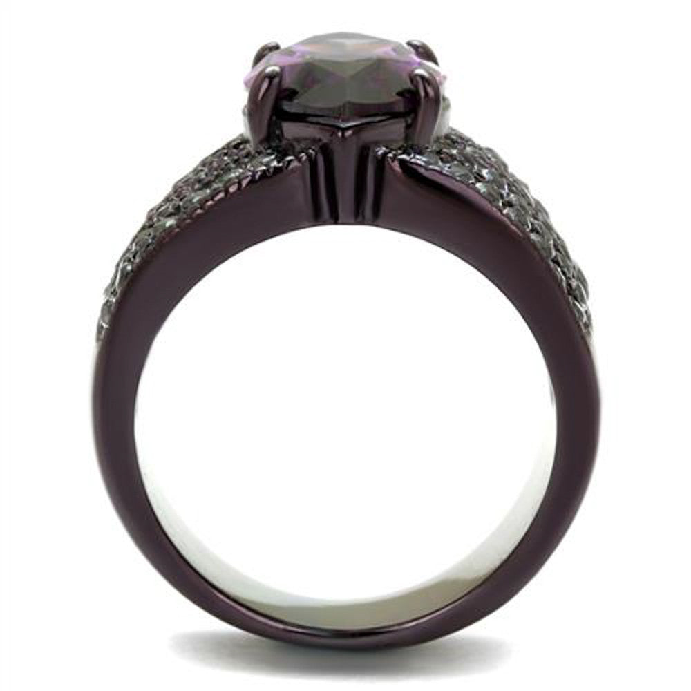 ARTK1752DC Brown Plated Stainless Steel Women's 5.82Ct Marquise Amethyst CZ Engagement Ring