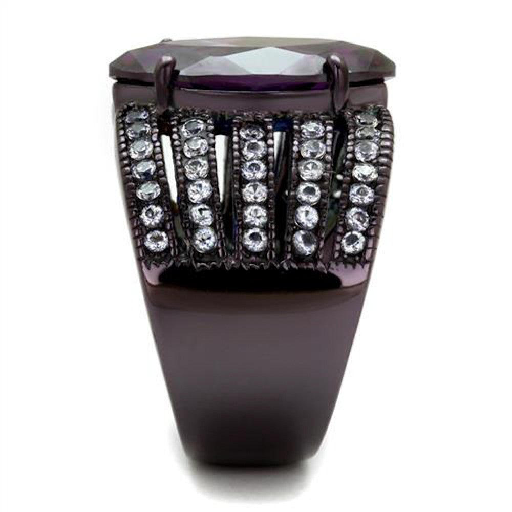 ARTK1752DC Brown Plated Stainless Steel Women's 5.82Ct Marquise Amethyst CZ Engagement Ring