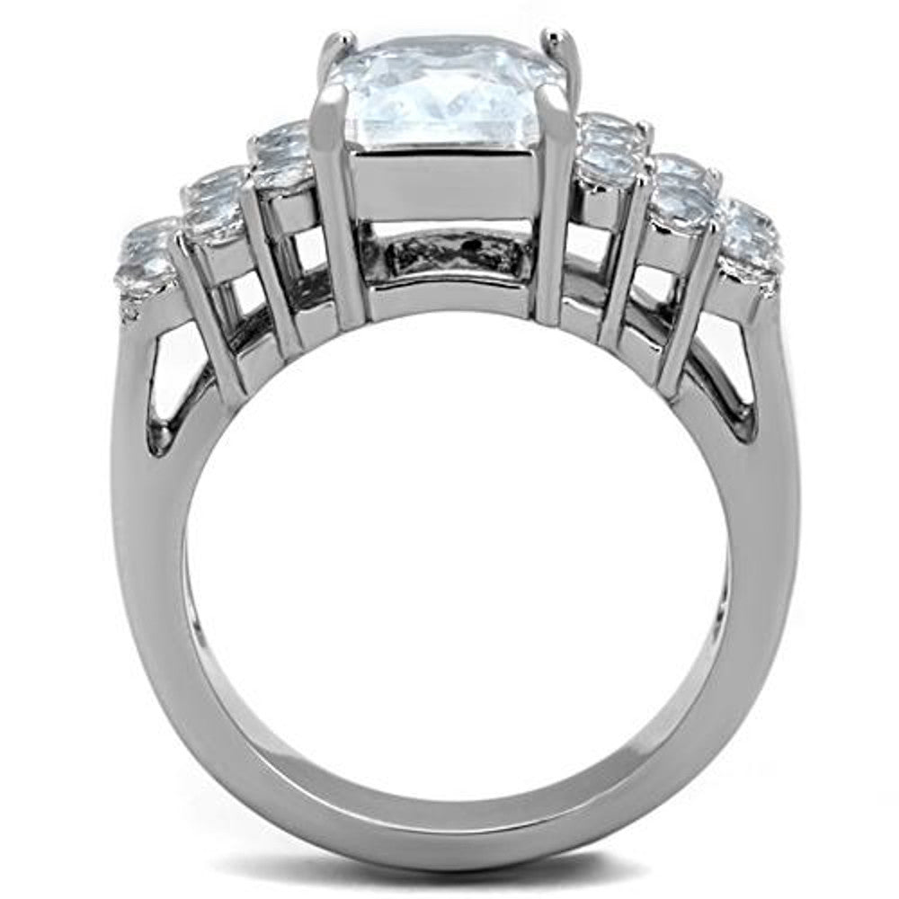 ARTK1753 Stunning 4.57 Ct Radiant Cut CZ Stainless Steel Engagement / Cocktail Ring Size 5-10