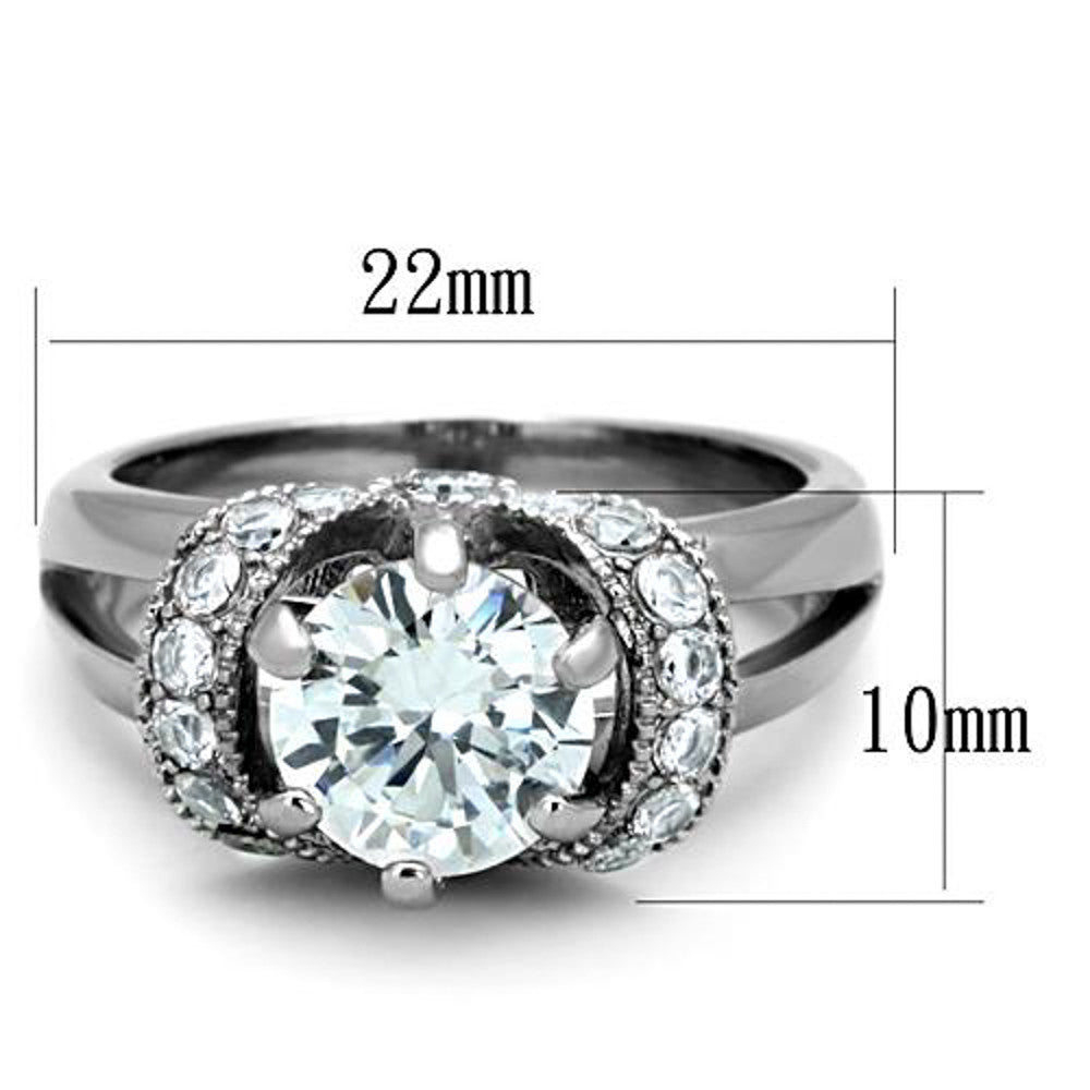 ARTK1757 Stainless Steel 2.5 Ct Round Cut AAA Zirconia Engagement Ring Women's Size 5-10