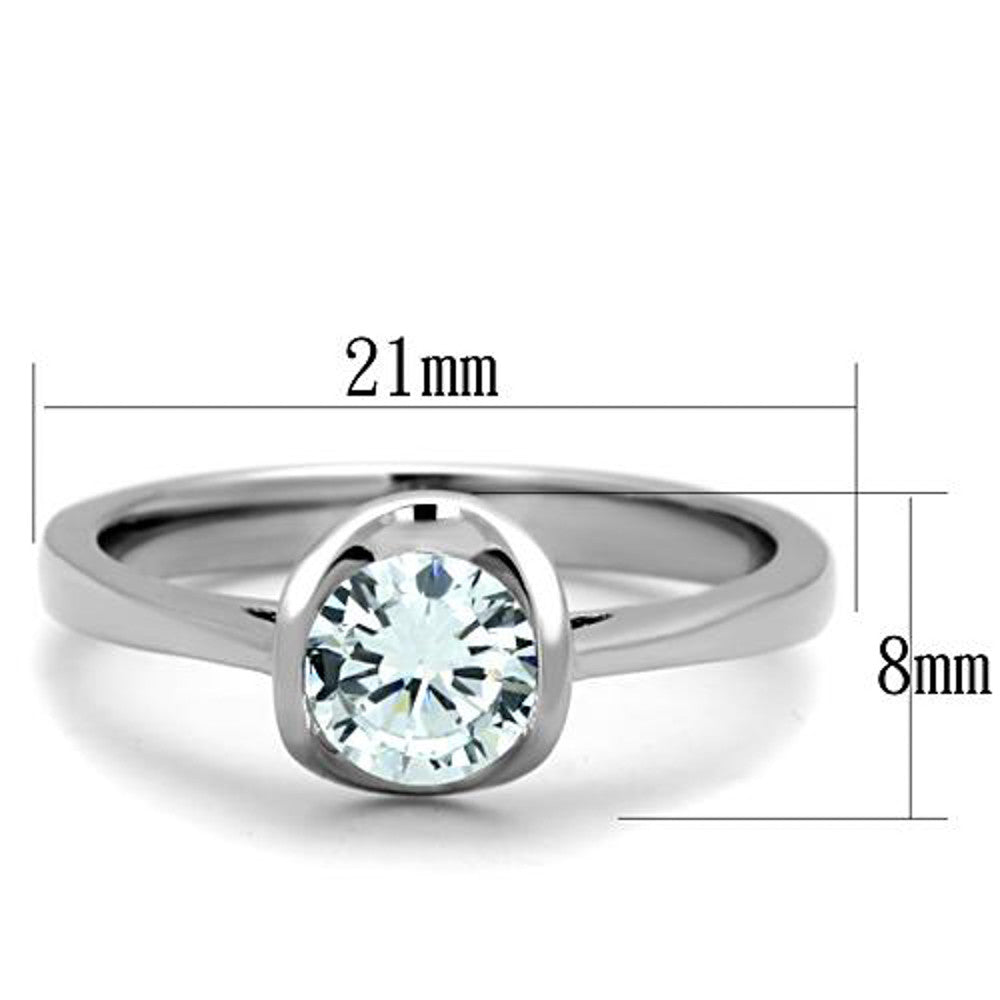 ARTK1763 Stainless Steel .85 Ct CZ High Polished Promise / Engagement Ring Sizes 5-10