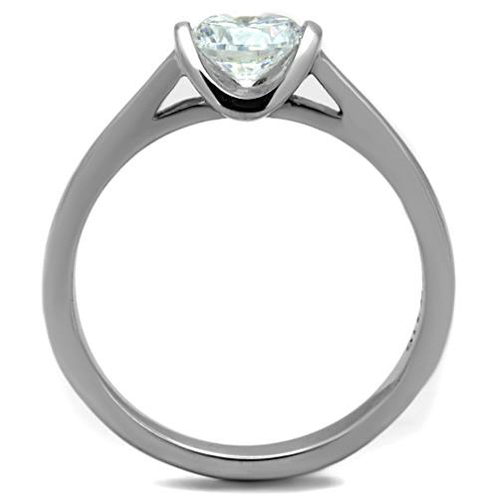 ARTK1763 Stainless Steel .85 Ct CZ High Polished Promise / Engagement Ring Sizes 5-10