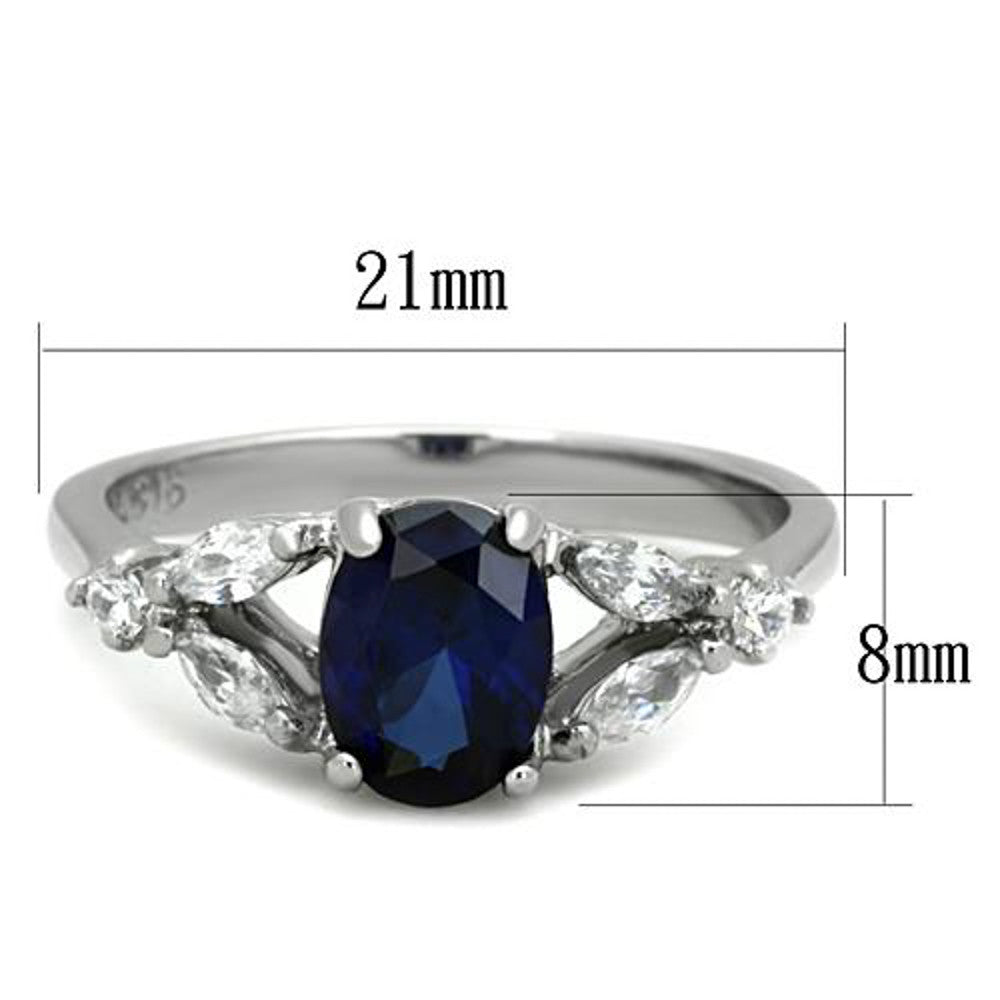 ARTK1764 Stainless Steel 1.67 Ct Oval Cut Blue Montana CZ Engagement Ring Women's Sz 5-10