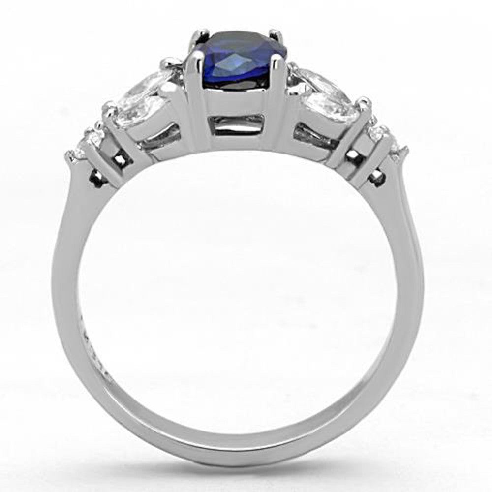 ARTK1764 Stainless Steel 1.67 Ct Oval Cut Blue Montana CZ Engagement Ring Women's Sz 5-10