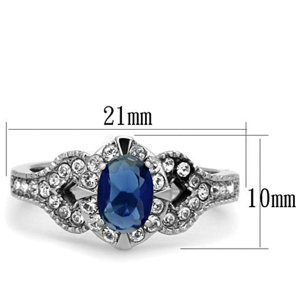 ARTK1765 Stainless Steel 1.45 Ct Blue Montana Cz Vintage Engagement Ring Women's Sz 5-10