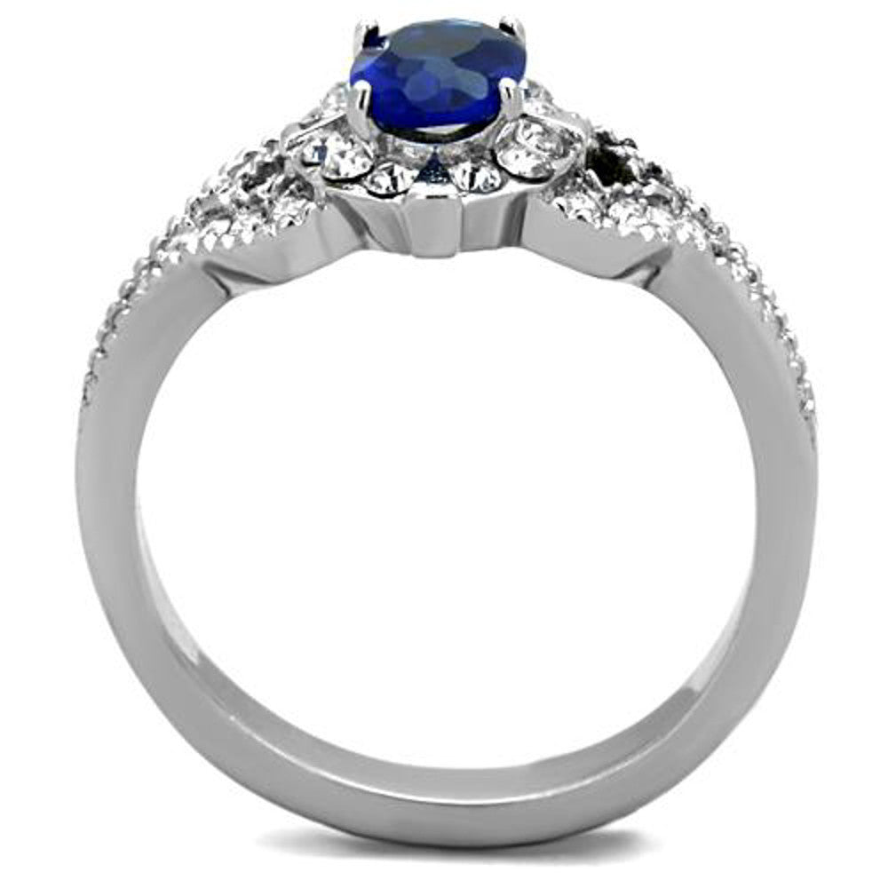 ARTK1765 Stainless Steel 1.45 Ct Blue Montana Cz Vintage Engagement Ring Women's Sz 5-10