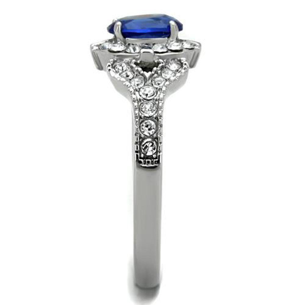 ARTK1765 Stainless Steel 1.45 Ct Blue Montana Cz Vintage Engagement Ring Women's Sz 5-10