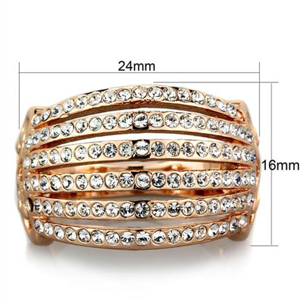 ARTK1797 Rose Gold Plated Stainless Steel 316l Crystal Cocktail / Fashion Ring Size 5-1 0