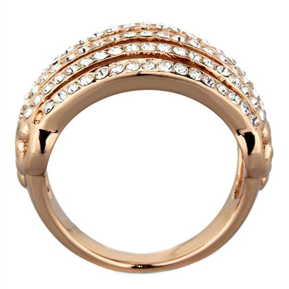 ARTK1797 Rose Gold Plated Stainless Steel 316l Crystal Cocktail / Fashion Ring Size 5-1 0