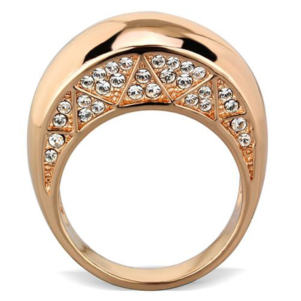 ARTK1798 Stainless Steel Rose Gold Plated .3ct Crystal Dome Fashion Ring Women's Sz 5-1 0