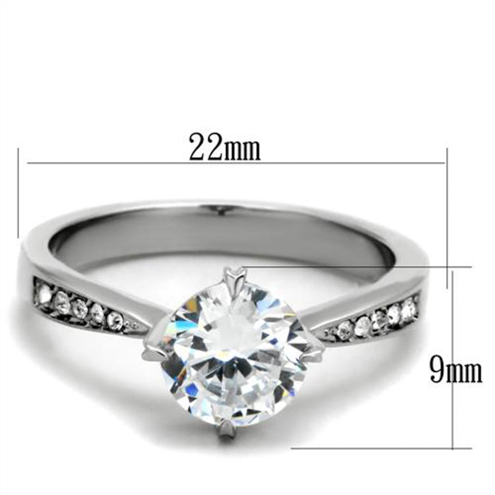 ARTK1822 Stainless Steel 1.30 Ct Round Cut Cubic Zirconia Engagement Ring Women's Sz 5-10