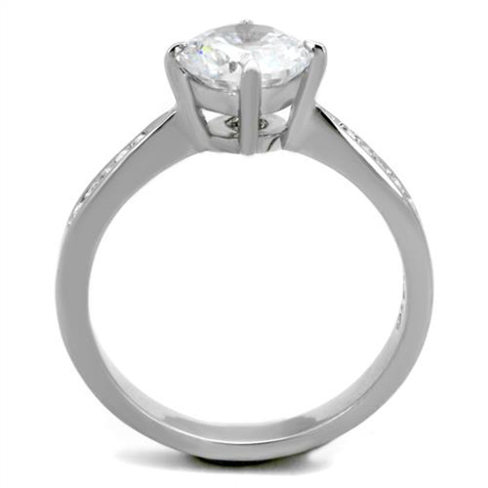 ARTK1822 Stainless Steel 1.30 Ct Round Cut Cubic Zirconia Engagement Ring Women's Sz 5-10