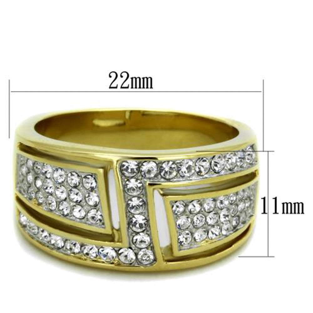 ARTK1845 Stainless Steel 14k Gold Plated Crystal Cocktail Fashion Ring Women's Size 5-10