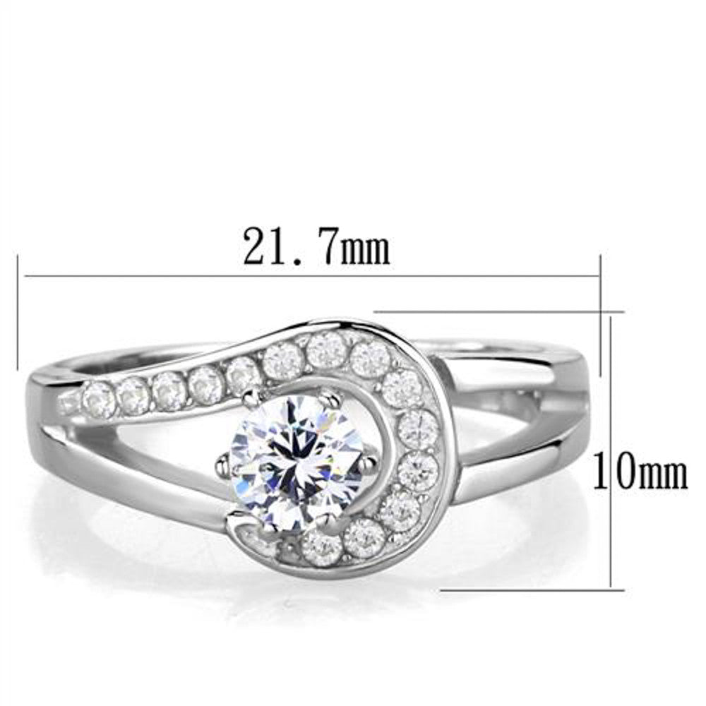 ARTK1857 Stainless Steel .56 Ct Round Cut Zirconia High Polished Engagement Ring Size 5-10