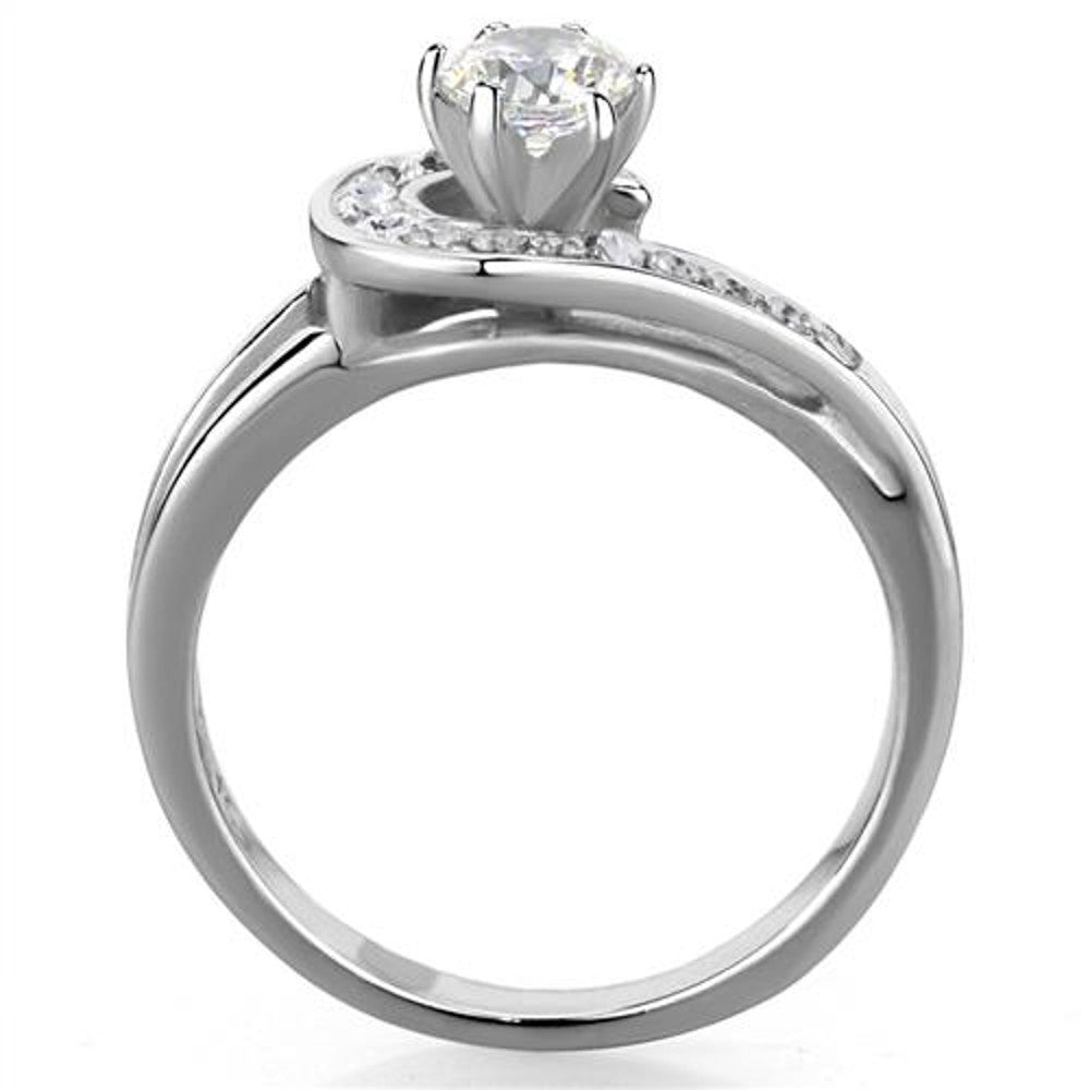 ARTK1857 Stainless Steel .56 Ct Round Cut Zirconia High Polished Engagement Ring Size 5-10