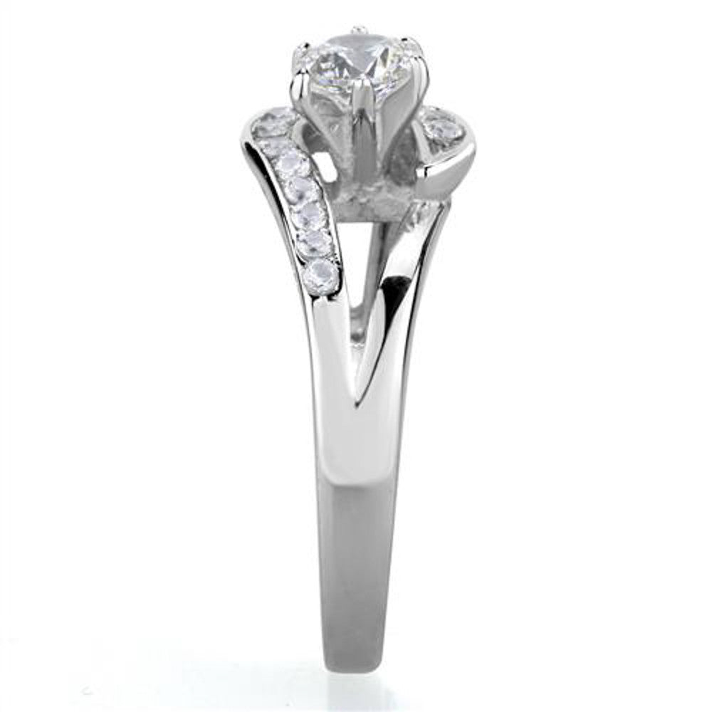 ARTK1857 Stainless Steel .56 Ct Round Cut Zirconia High Polished Engagement Ring Size 5-10