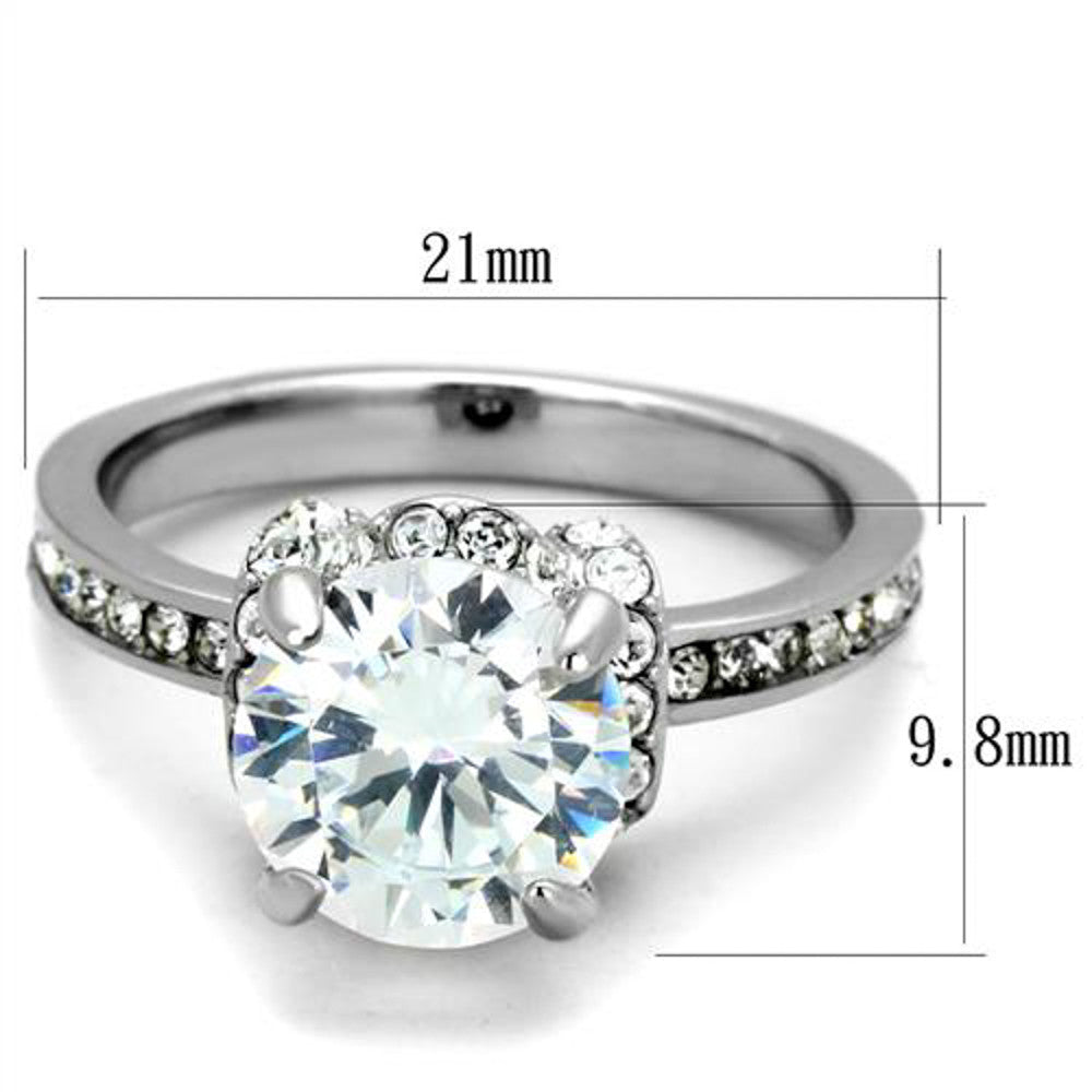 ARTK1859 Stainless Steel Sparkling 3 Ct Round Cut Cz Engagement Ring Women's Size 5-10