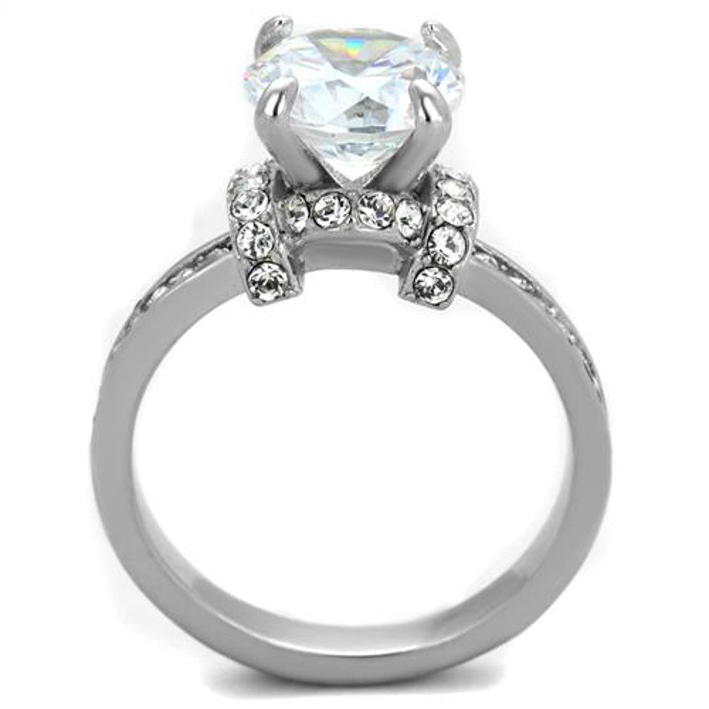 ARTK1859 Stainless Steel Sparkling 3 Ct Round Cut Cz Engagement Ring Women's Size 5-10