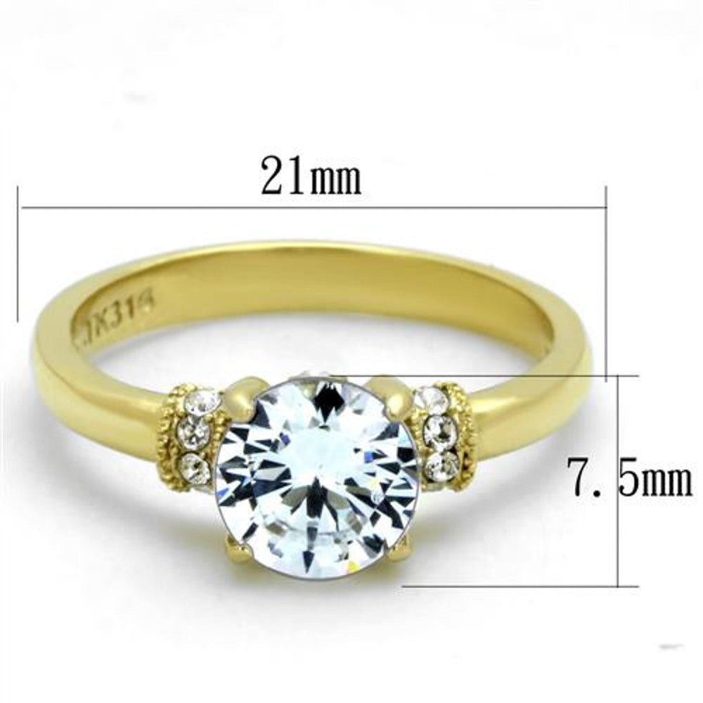 ARTK1877 Stainless Steel 1.33 Ct CZ 14k Gold Ion Plated Engagement Ring Women's Size 5-10