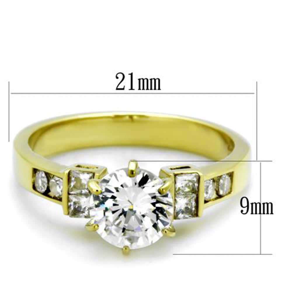 ARTK1898 Stainless Steel 14k Gold Ion Plated 1.25 Ct CZ Engagement Ring Women's Size 5-10