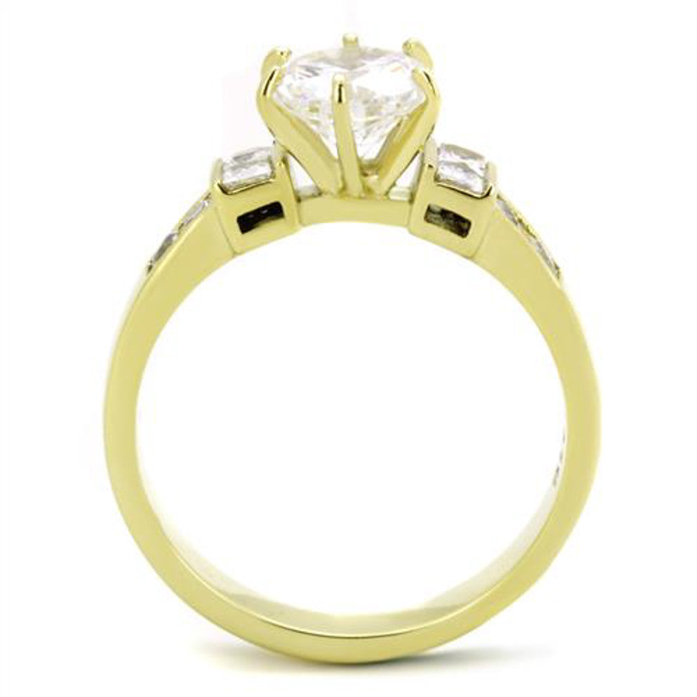 ARTK1898 Stainless Steel 14k Gold Ion Plated 1.25 Ct CZ Engagement Ring Women's Size 5-10