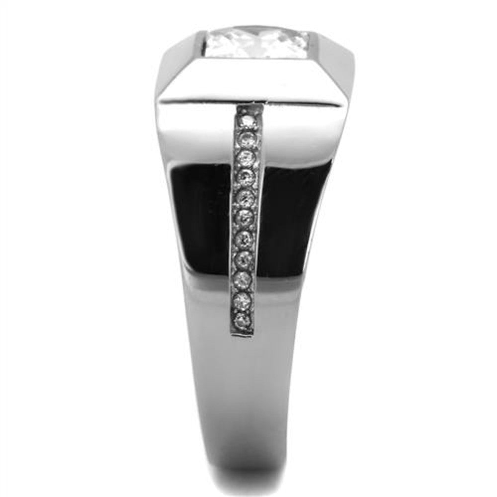 ARTK1916 Men's High Polished .95 Ct CZ Stainless Steel Ring Sizes 8-14