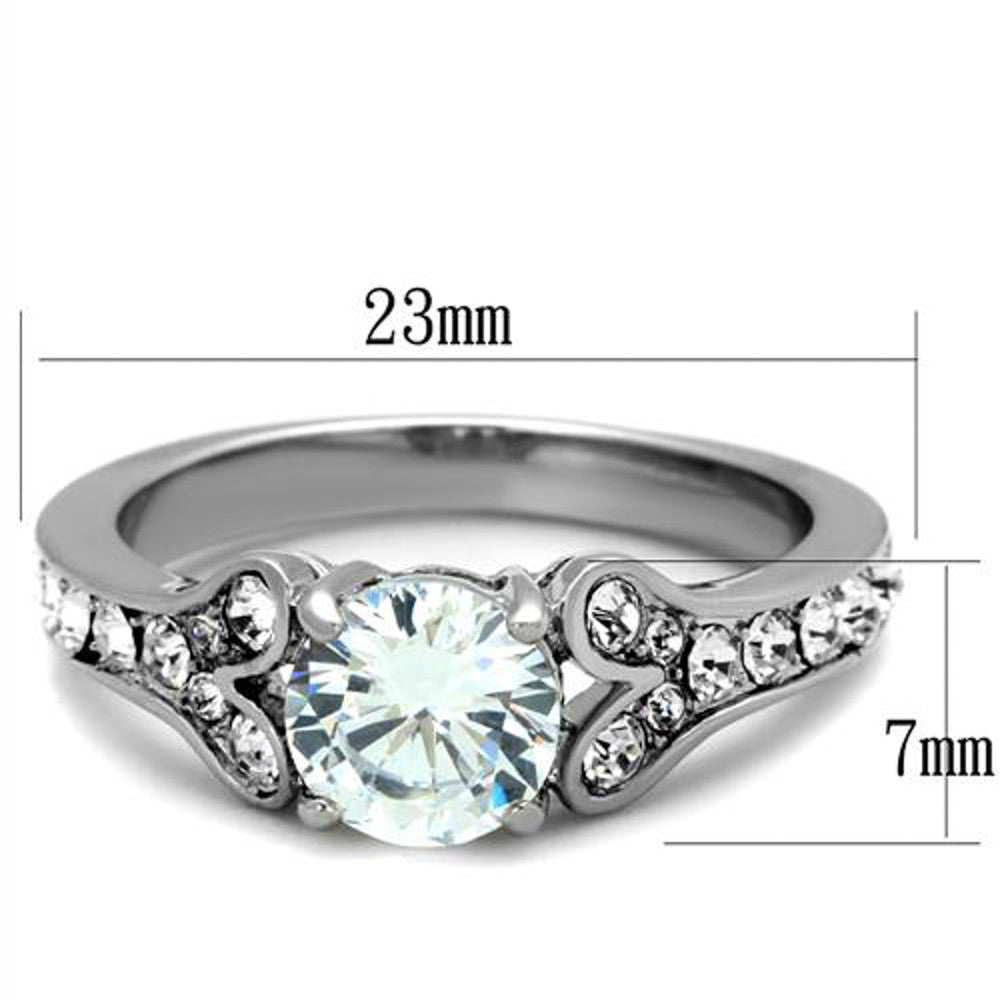 ARTK1918 Stainless Steel 316, 1.82 Ct Cubic Zirconia Engagement Ring Womens Size 5-10