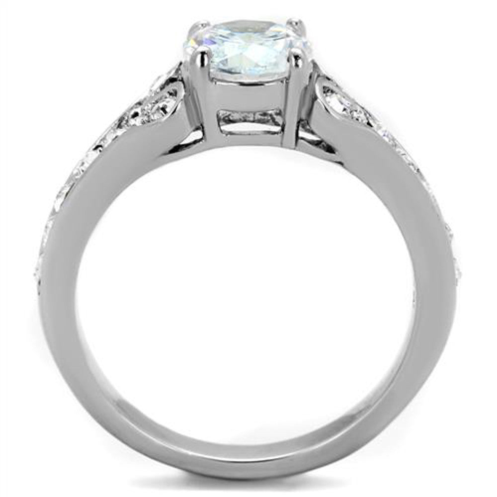 ARTK1918 Stainless Steel 316, 1.82 Ct Cubic Zirconia Engagement Ring Womens Size 5-10