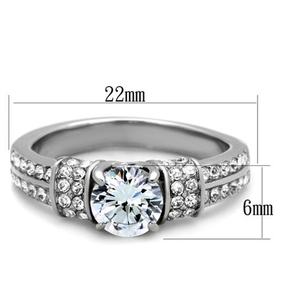 ARTK1921 Stainless Steel 1.32 Ct Round Cut Cubic Zirconia Engagement Ring Womens Size 5-10