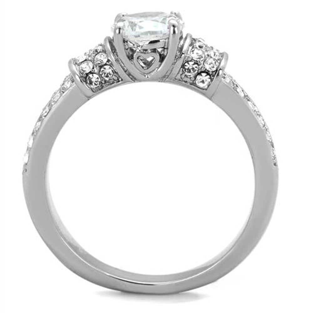 ARTK1921 Stainless Steel 1.32 Ct Round Cut Cubic Zirconia Engagement Ring Womens Size 5-10