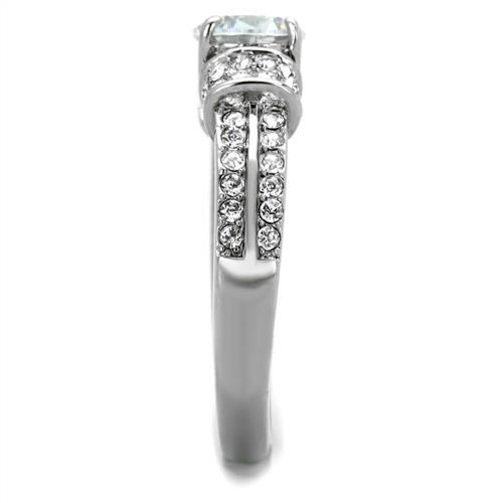 ARTK1921 Stainless Steel 1.32 Ct Round Cut Cubic Zirconia Engagement Ring Womens Size 5-10