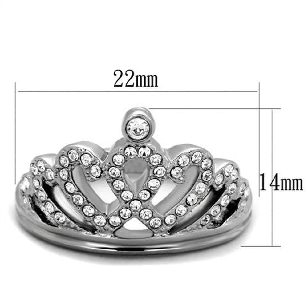 ARTK1923 Silver Stainless Steel Queen Royalty Princess Crown Fashion Ring Women's Sz 5-10