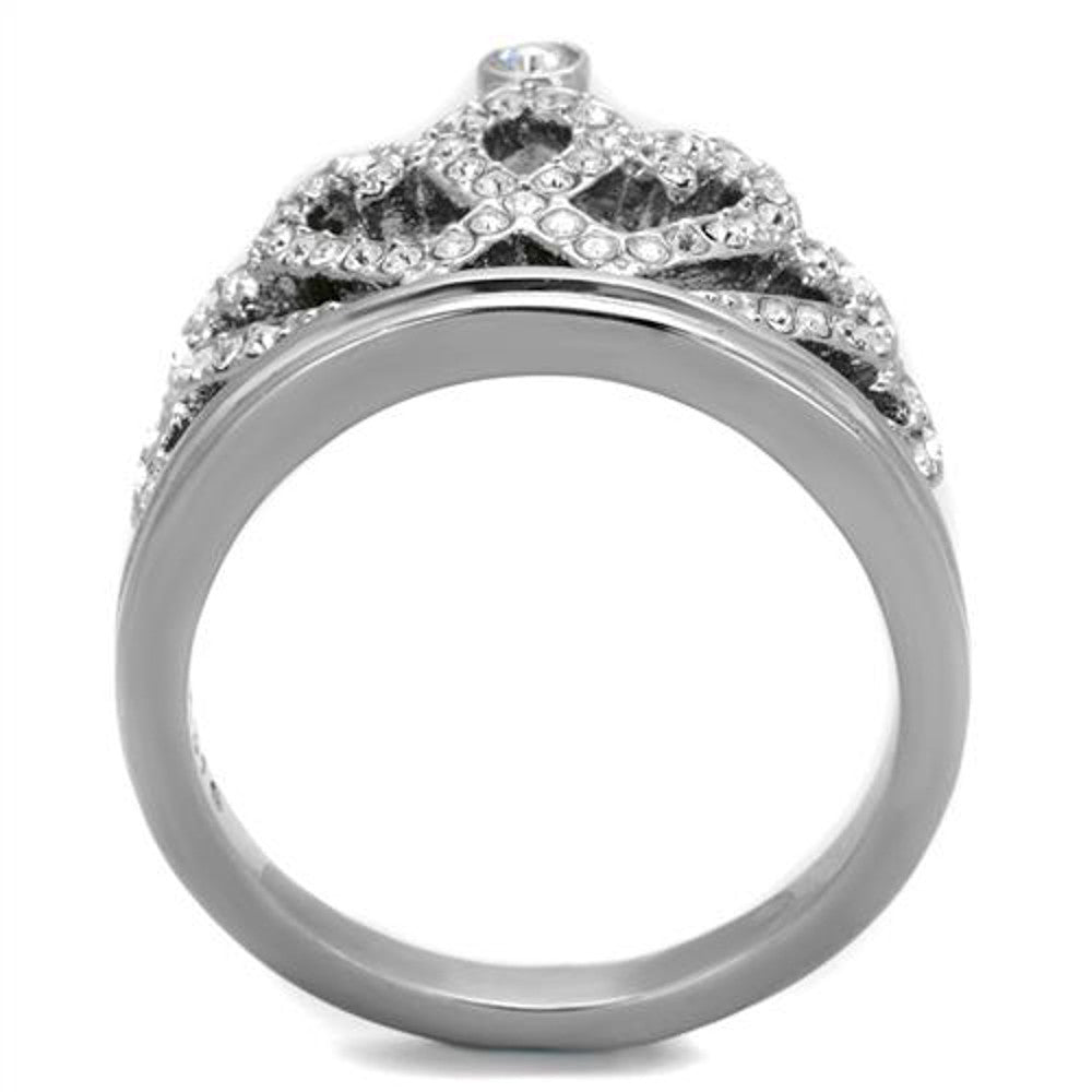 ARTK1923 Silver Stainless Steel Queen Royalty Princess Crown Fashion Ring Women's Sz 5-10