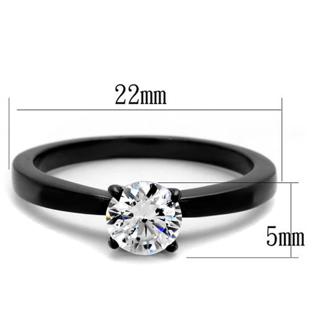 1.05 Ct Round Cut AAA CZ Black Stainless Steel Engagement Ring Women's Size 5-10