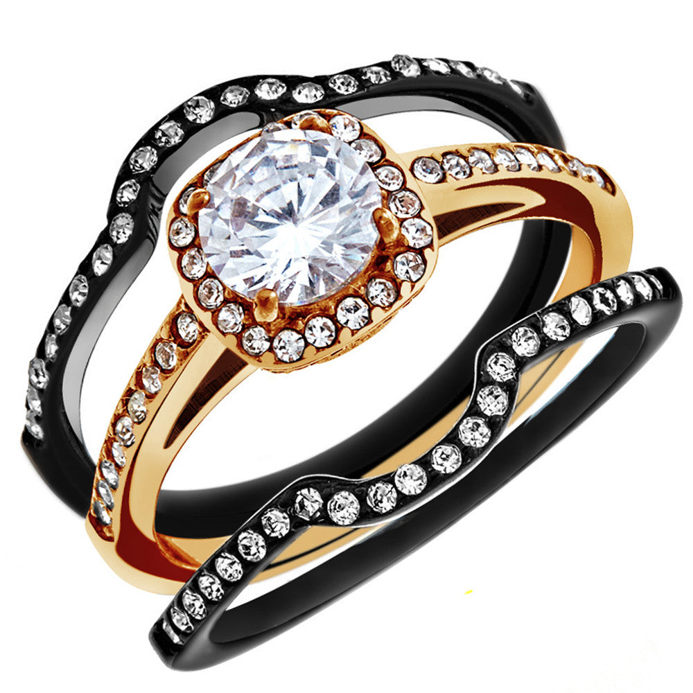 1.75 CT Halo Round Cut CZ Wedding Ring Set Women's Size 5-10