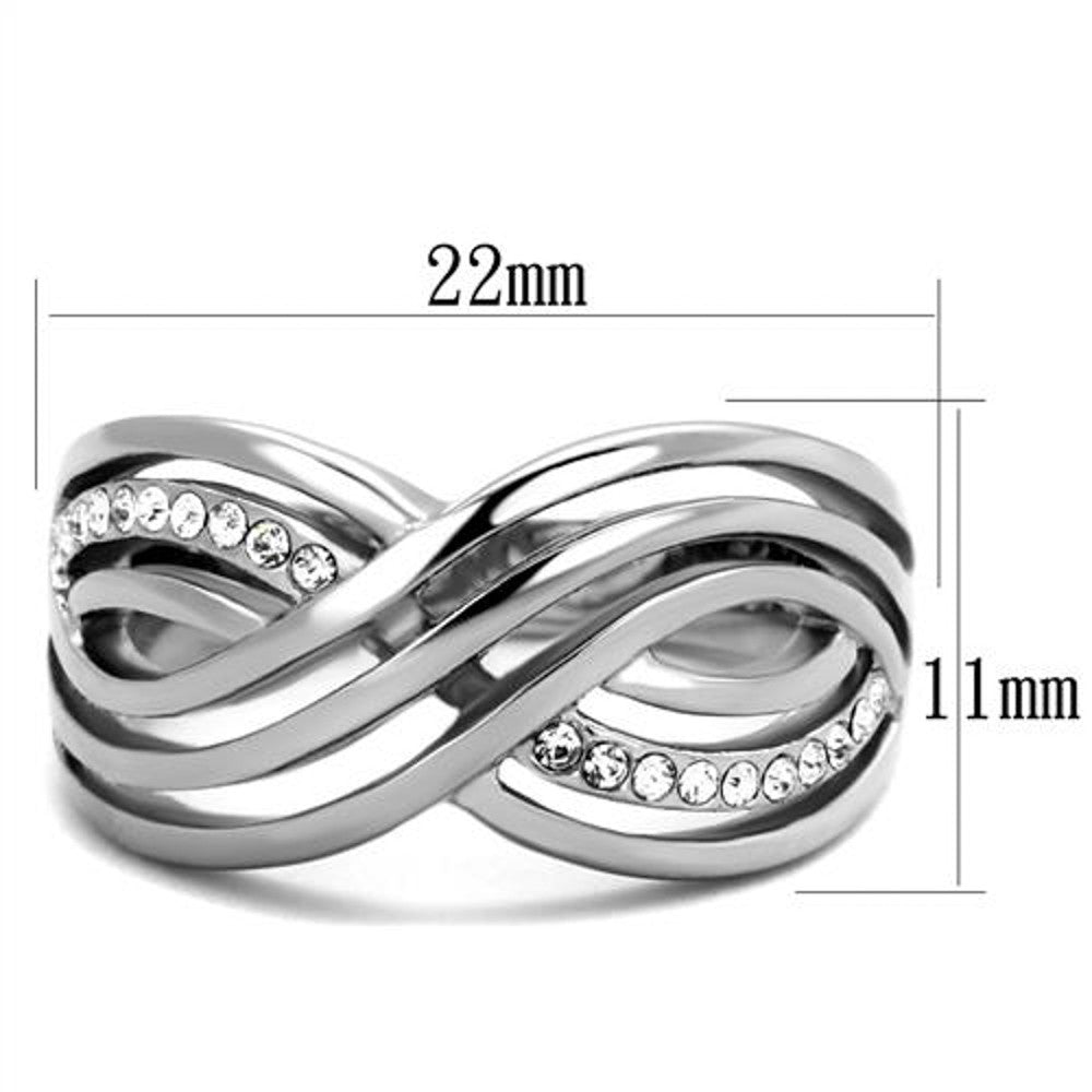 ARTK2025 Stainless Steel Women's Round Cut Crystal Anniversary/infinity Ring Band Sz 5-10