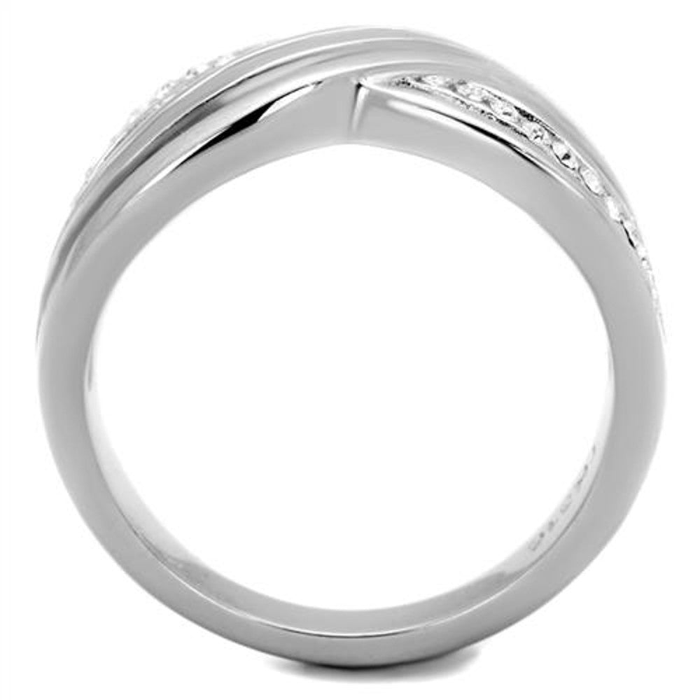 ARTK2025 Stainless Steel Women's Round Cut Crystal Anniversary/infinity Ring Band Sz 5-10