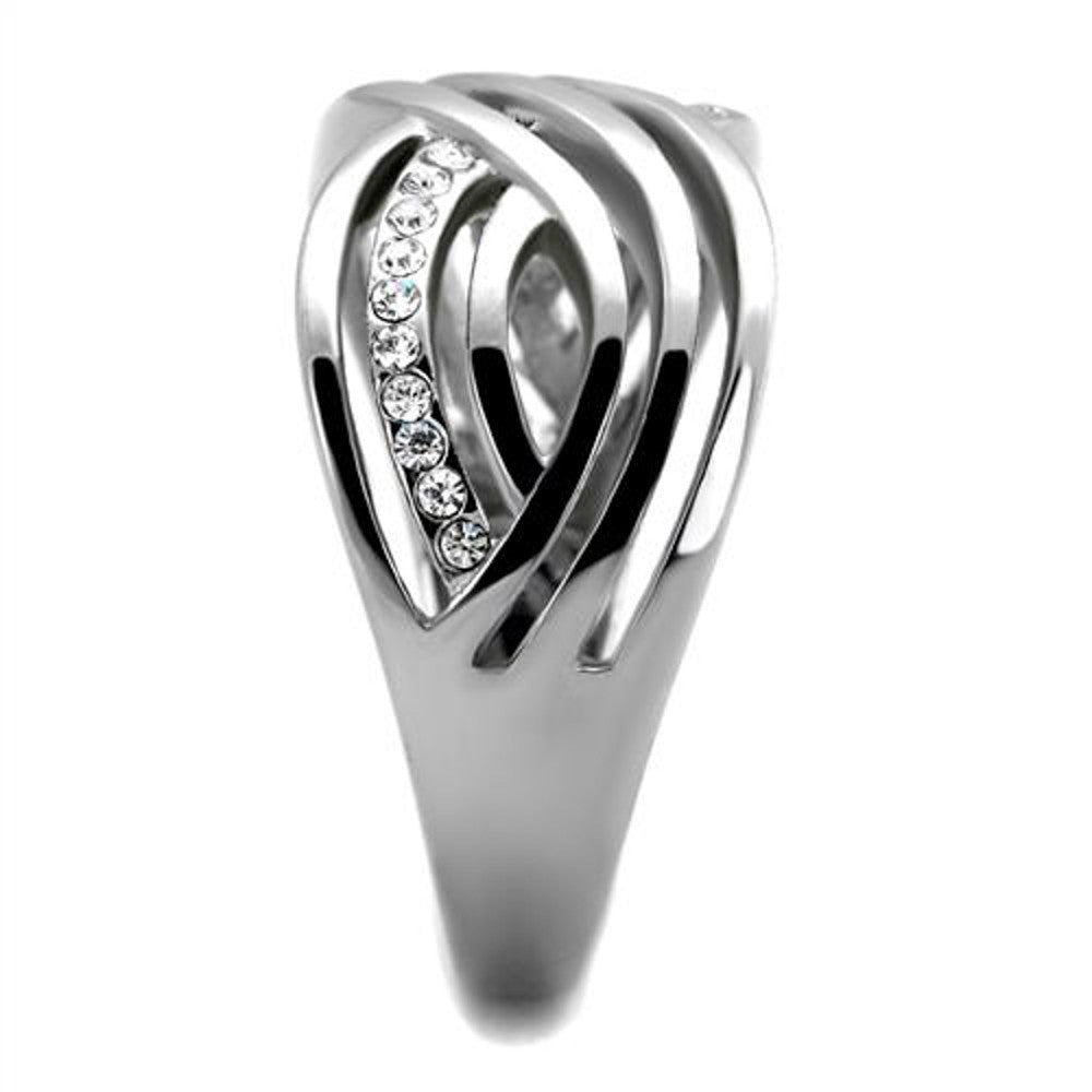 ARTK2025 Stainless Steel Women's Round Cut Crystal Anniversary/infinity Ring Band Sz 5-10