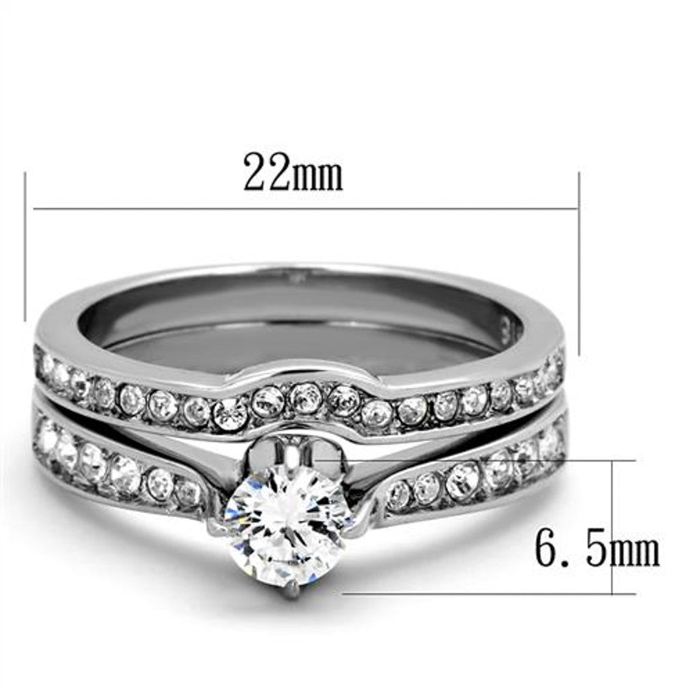 ARTK2039 Stainless Steel 316, .75 Ct Cubic Zirconia Wedding Ring Set Women's Size 5-10