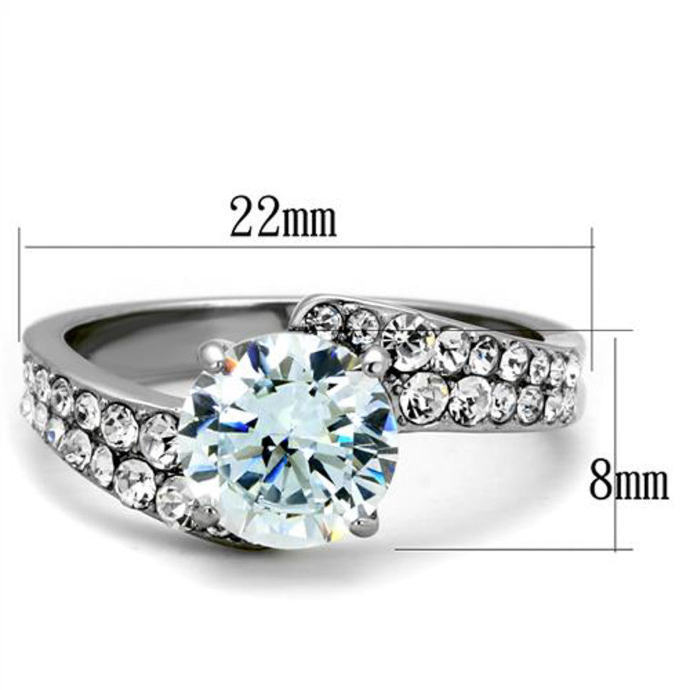 ARTK2040 Stainless Steel 2.94 Ct Round Cut Zirconia Engagement Ring Band Women's Size 5-10