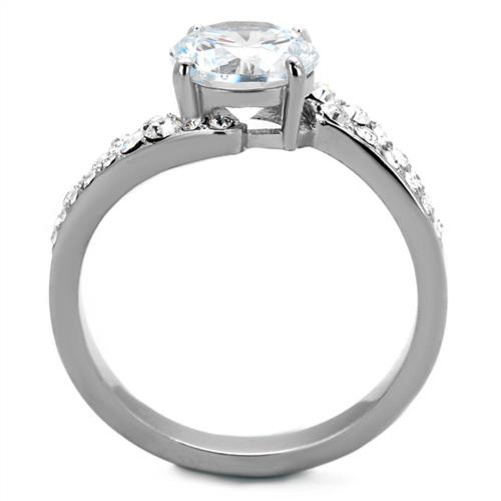 ARTK2040 Stainless Steel 2.94 Ct Round Cut Zirconia Engagement Ring Band Women's Size 5-10