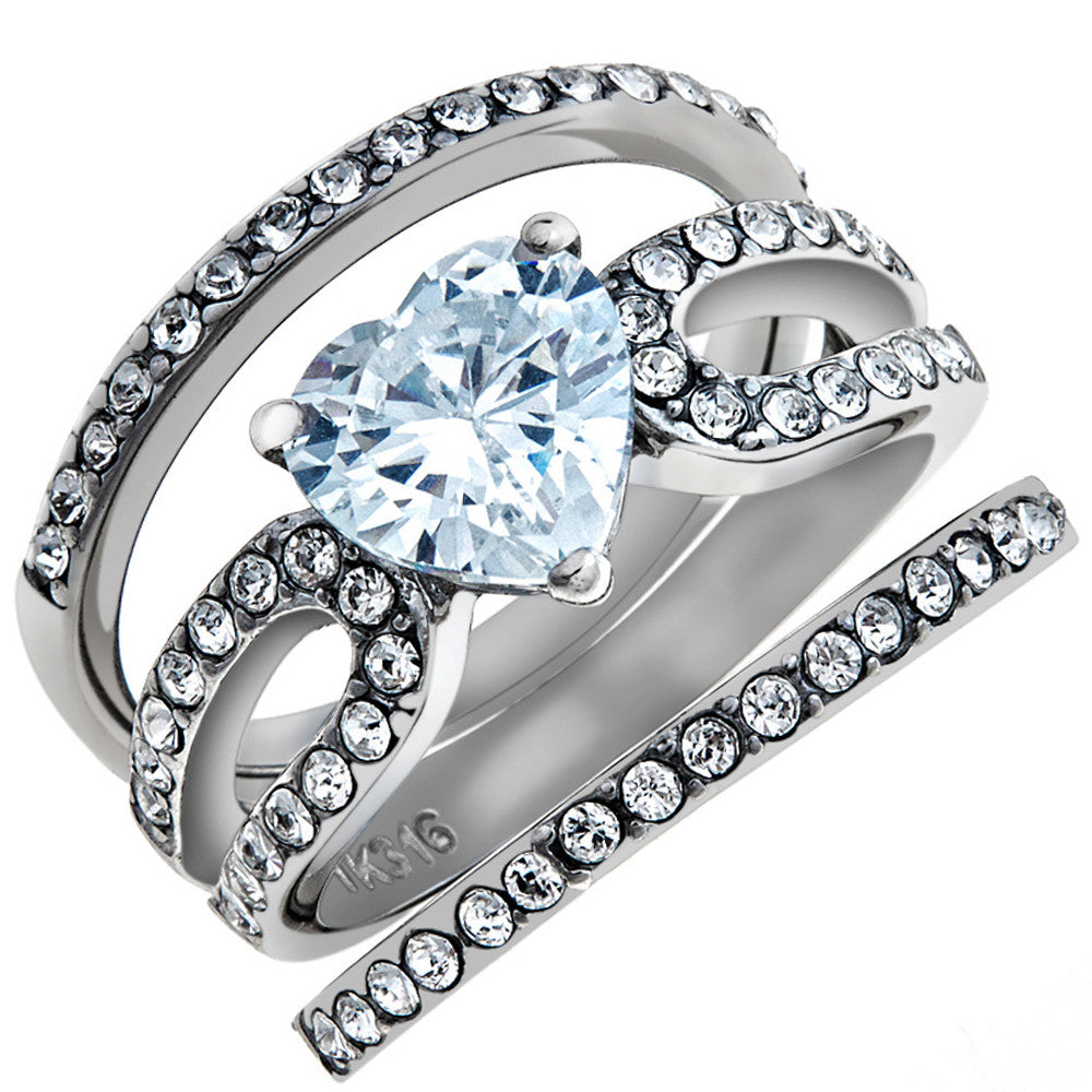 3.15 CT CZ Wedding & Engagement Ring 3 Piece Set Women's Size 5-10