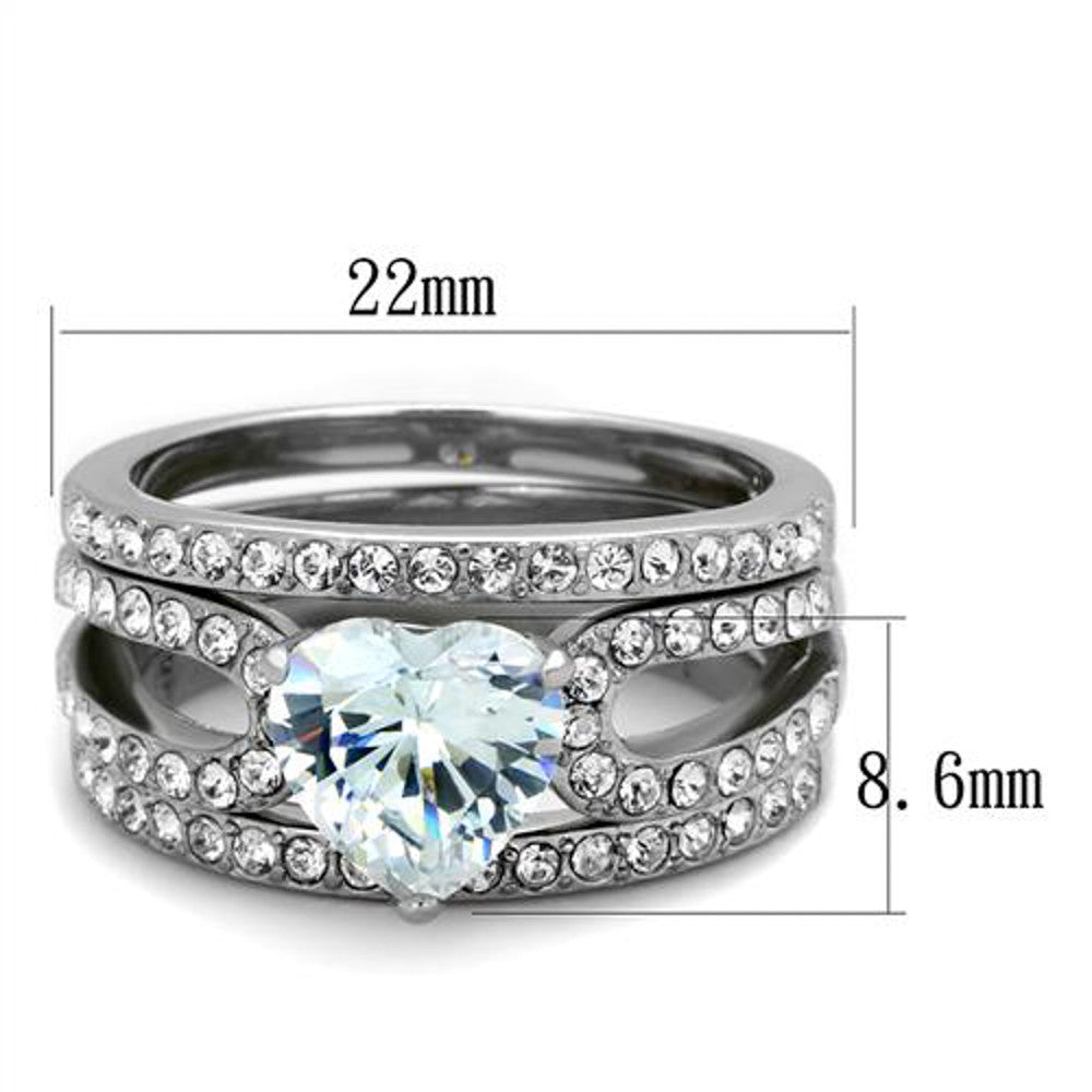 ARTK2041 Heart Shape 3.15 Ct CZ Wedding & Engagement Ring 3 Piece Set Women's Size 5-10