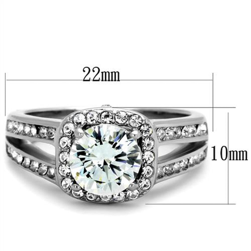 ARTK2043 Stainless Steel 2.95 CT Halo Round Cut CZ Engagement Ring Band Women's Size 5-10